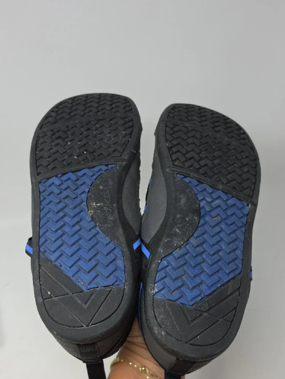 Xero Prio Men Black and Gray Athletic Shoe with Blue Accents Barefoot Size 10.5